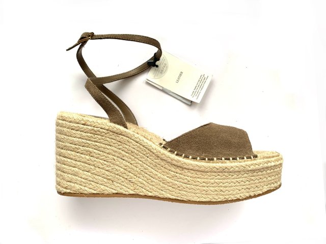 nowe sandały skórzane boho zamszowe karmelowe koturny na koturnie Mango 39