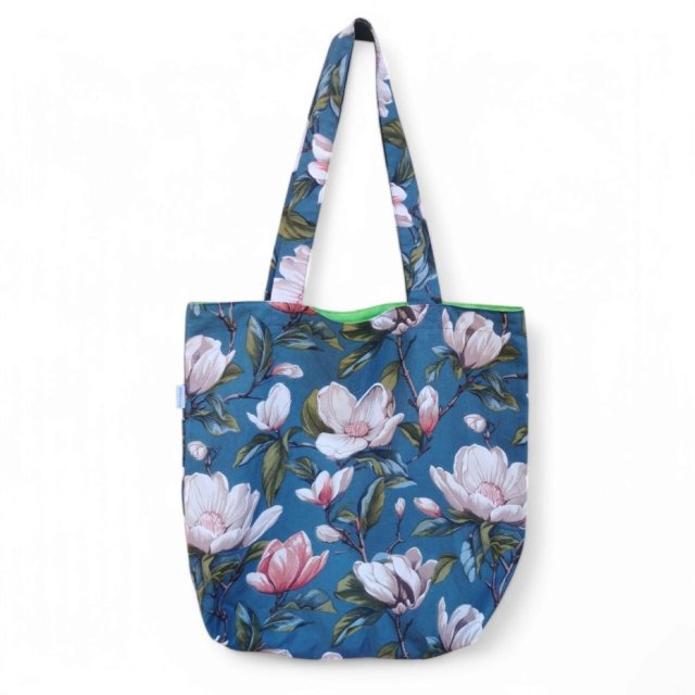 Torba na zakupy shopperka ekologiczna torba zakupowa na ramię bawełniana torba kwiaty magnolie