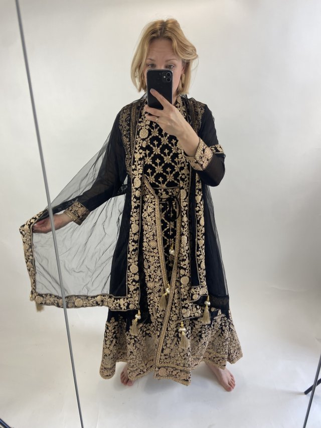 indyjski zestaw sukienka+narzutka+dupatta