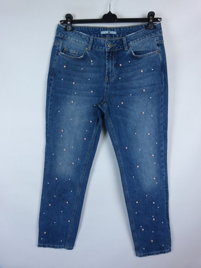 V by Very straight jeans spodnie dżins perełki 12 / 40