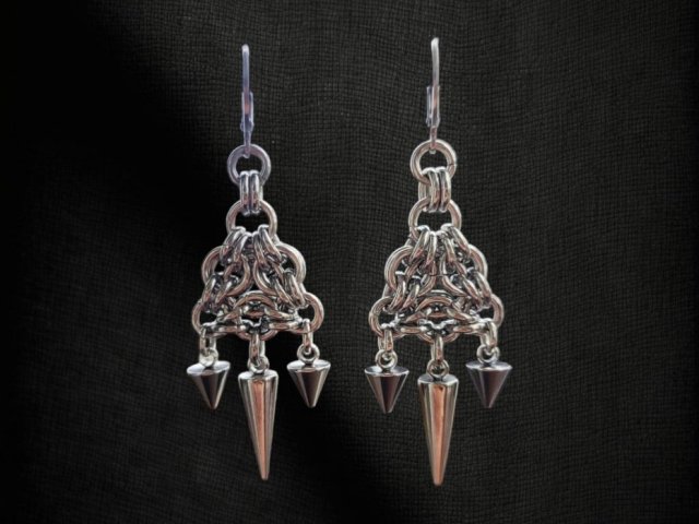 Kolczyki chainmaille z kolcami ze stali chirurgicznej wodoodporne punk