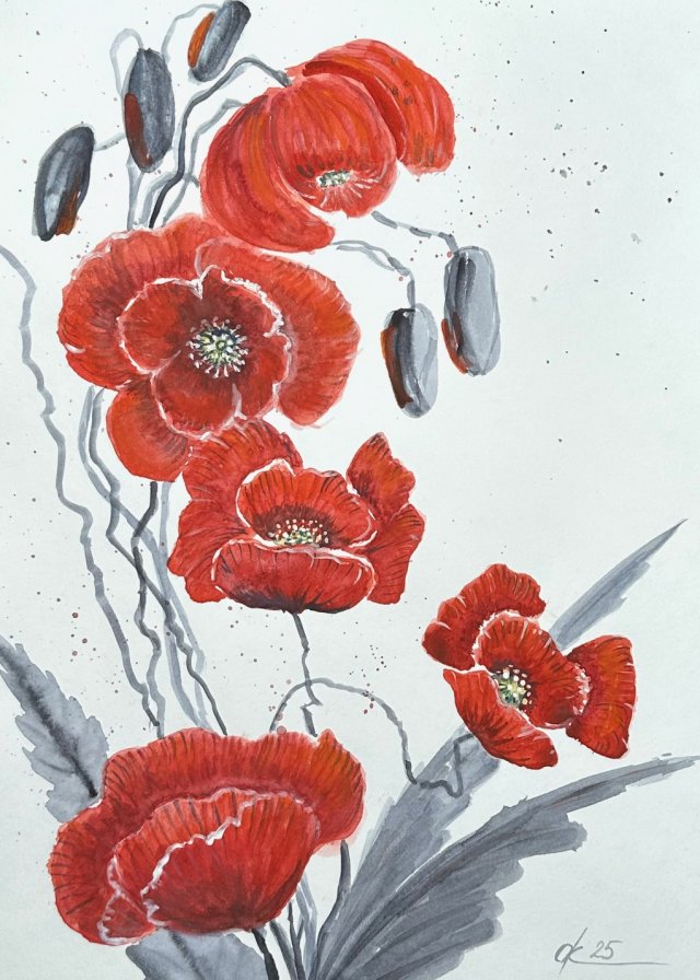 Makowe szczęście 30*40cm. Original Akwarela
