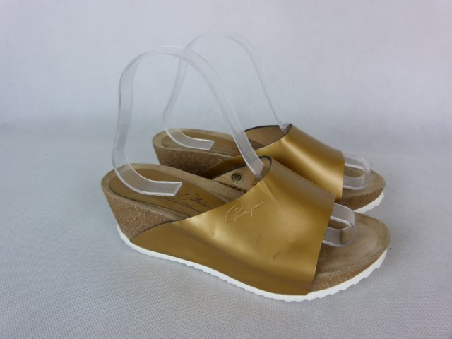 Penelope Collection skórzane klapki koturn / 39 - 25 cm