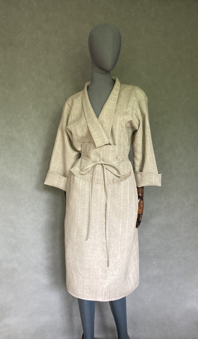 Kimono sukienka 100% len kawa z mlekiem.