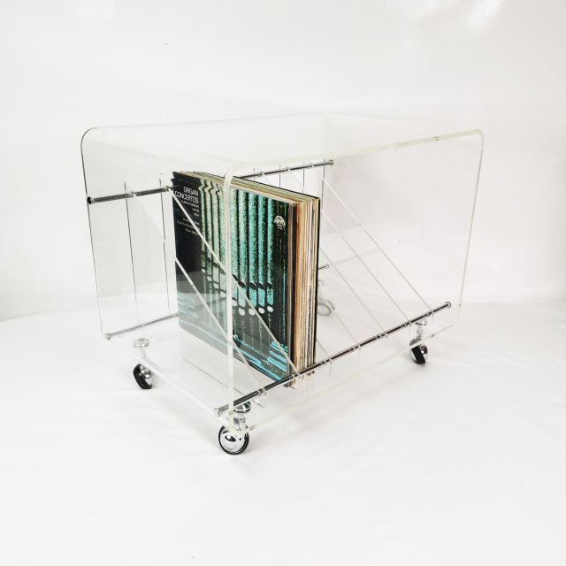 Szafka Space age na płyty winylowe, Roche Bobois, proj, M. Dumas, Francja lata 70.