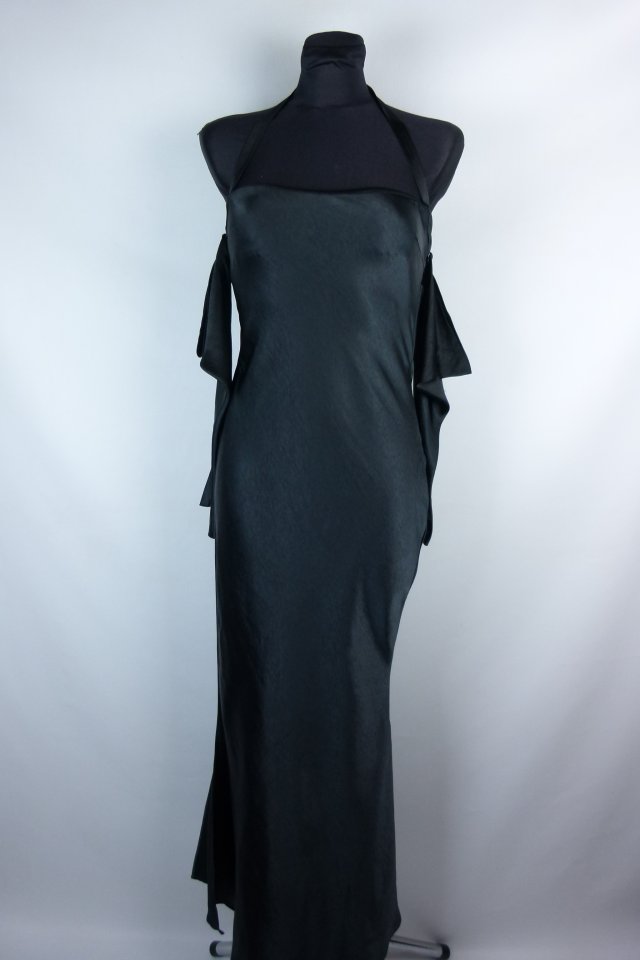 Oh Polly satynowa sukienka maxi antracyt 8 / 36