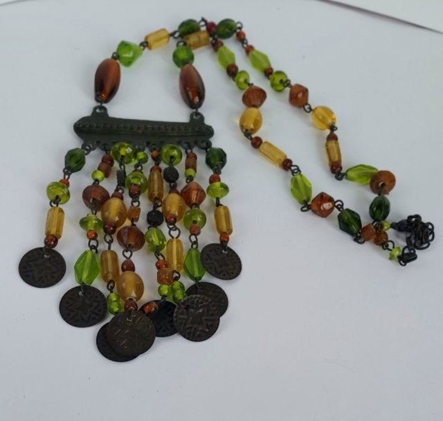 Orientalny naszyjnik chwost z monetami, boho hippie