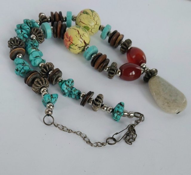 Handmade naszyjnik z kamieni korale boho, unikat