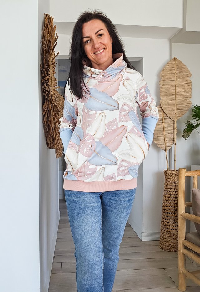 Bluza z kapturem pastelowe liście