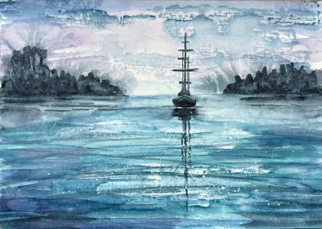Regaty morskie. 30/21cm. Original Akwarela A4