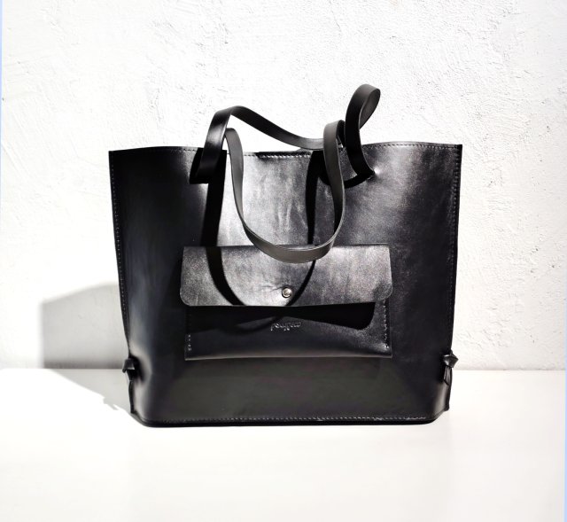 SHOPPER CASUAL czarna skóra naturalna