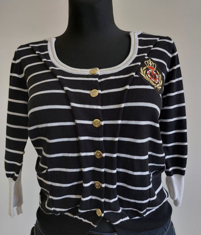 Yuka Paris sweter  kardigan  w paski  old money retro styl