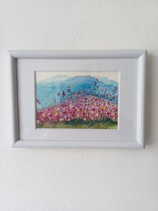 Akwarela w ramie Łąka  16*11 cm