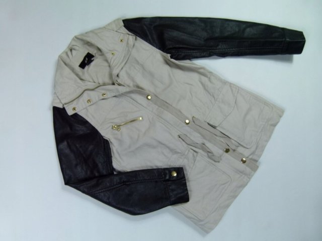 H&M cienka kurtka parka bawełna ekoskóra / 34