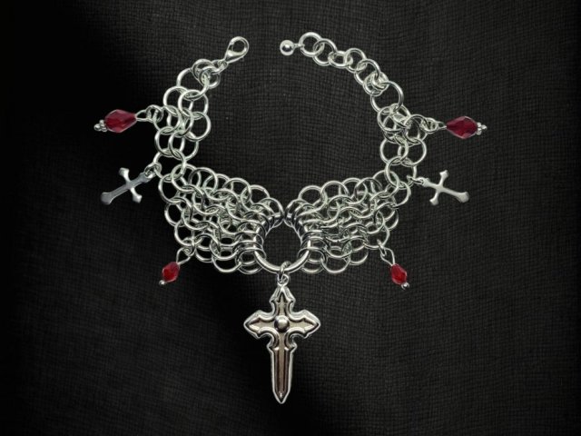 Bransoletka Stal Chirurgiczna Szkło kolczuga chainmaille