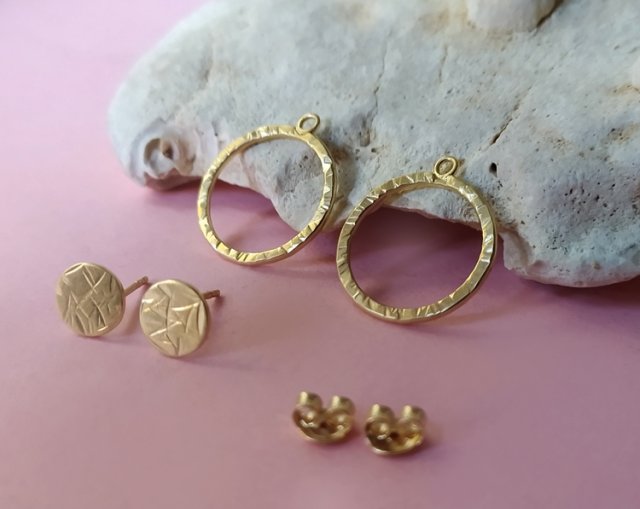Kolczyki DOUBLE RINGS, srebro 925 pokryte 24K złotem