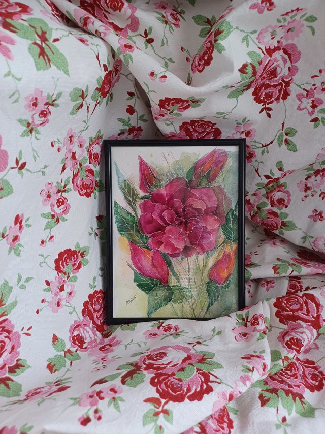 Akwarela w ramie Róże 15*20 cm