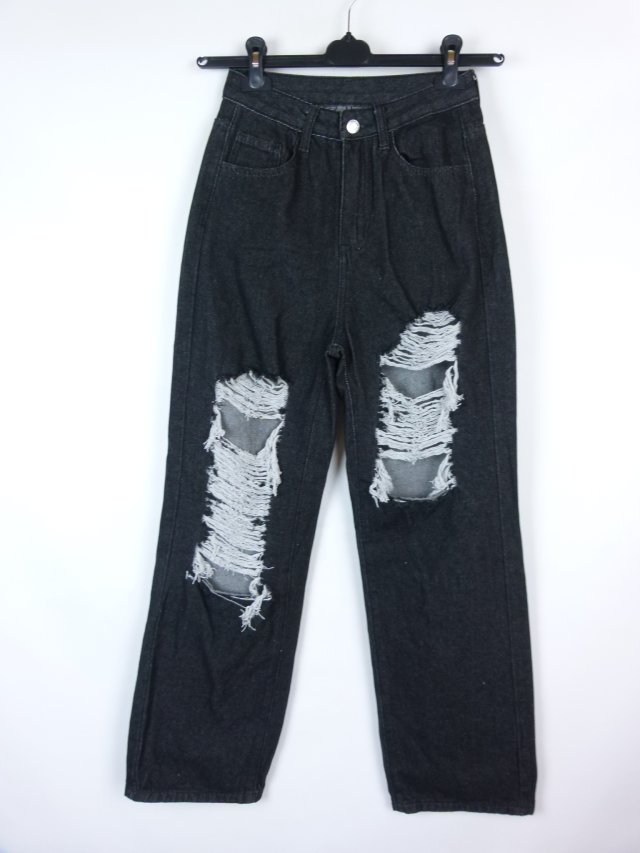 Shein proste spodnie jeans dziury wysoki stan 34 / XS