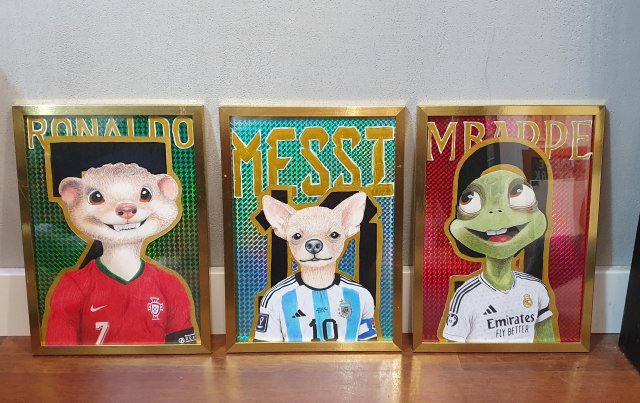 3 x A4 piłkarze Ronaldo Messi Mbappe