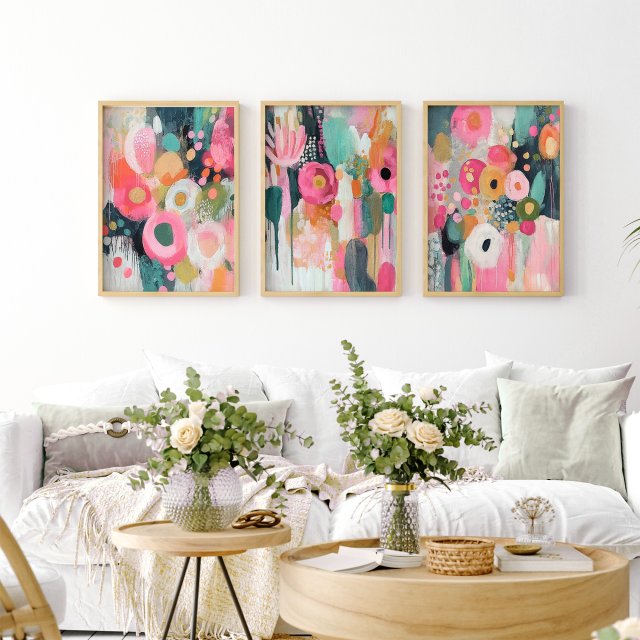ZESTAW PLAKATÓW 3 cz 50x70 cm, Kwiaty w kolorach (set201)