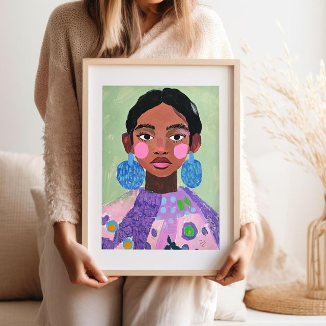 Plakat Kobieta portret kolor - format 40x50 cm