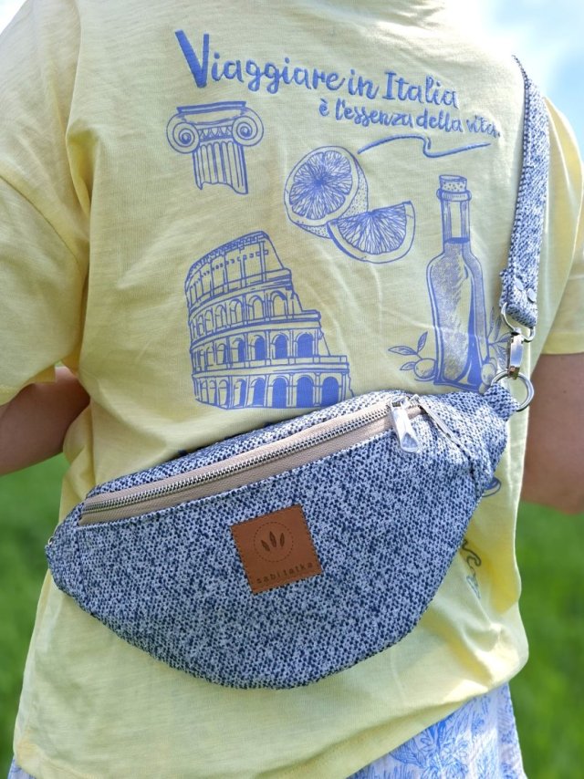 Nerka damska z plecionki Biało-Granatowa