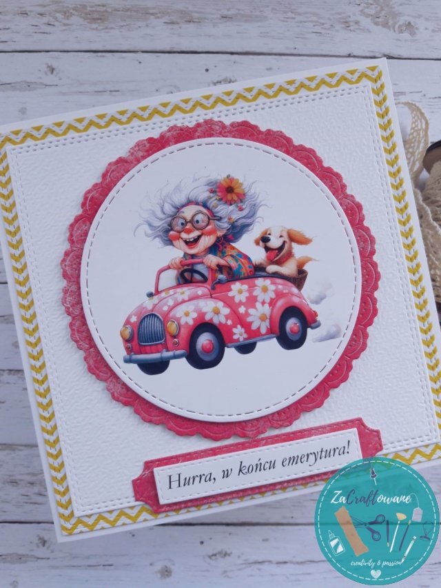 Kartka z okazji przejścia na emeryturę z uroczą hipiską, personalizacja