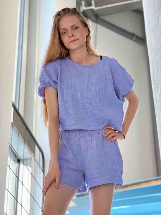 Letni set szorty i top - lniany muslin