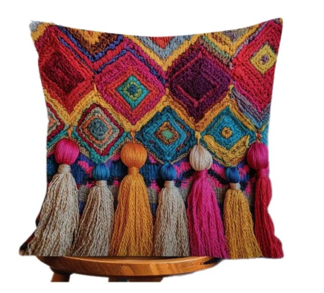 Poszewka na poduszkę w stylu boho kolorowa