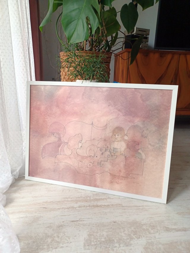 Obraz akwarela gwasz 1989 sygnowany 70*50 cm