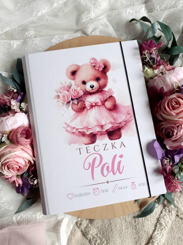 TECZKA NA DOKUMENTY  prezent na roczek,chrzest, metryczka urodzenia