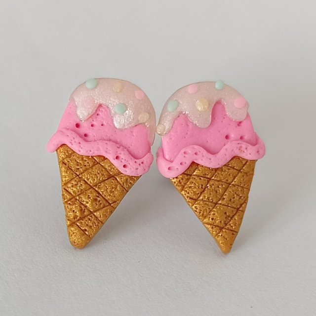 Kolczyki Różowe Lody w Rożku