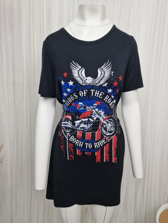 Cameo Rose długi damski t-shirt tunika nadruk 38 M