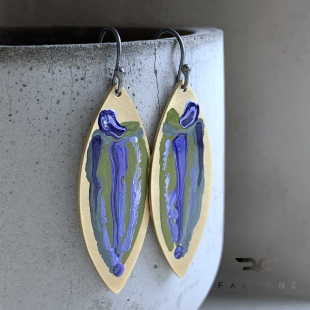 Kolczyki Olive Fish with Purple & Lavender