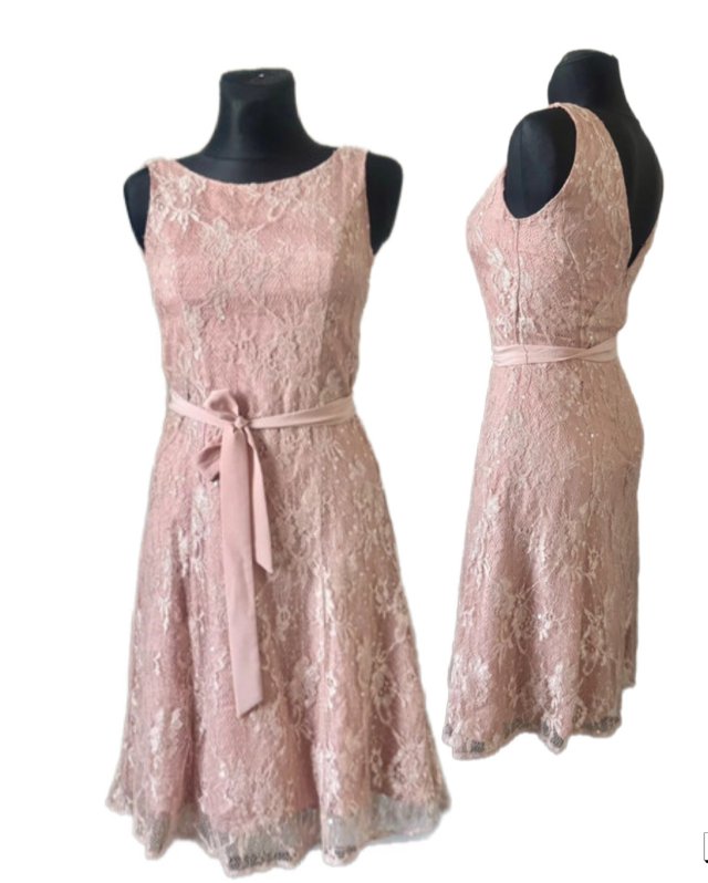 Piękna sukienka Vintage  Laura Ashley koronka Pudrowy Róż na ślub wesele