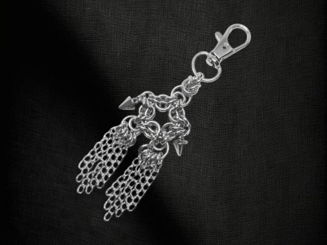 Brelok chainmail z kolcami | Stal chirurgiczna i nierdzewna | 10 cm (ok. 3.94 cala)