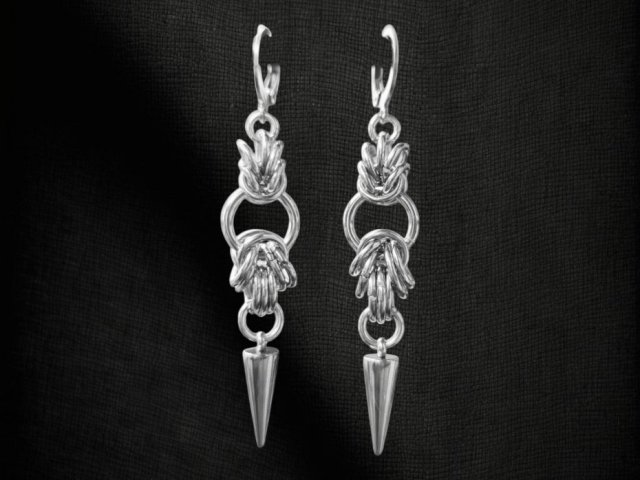 Kolczyki z kolcami – gothic, punk, stal chirurgiczna, handmade