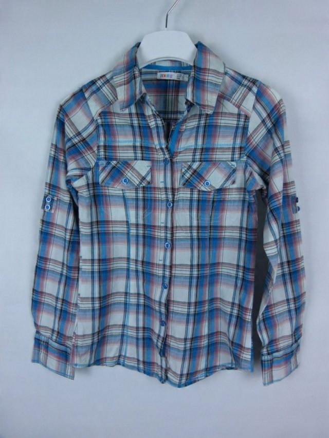 Denim Co koszula kratka cienka bawełna 8 / 34 - XS