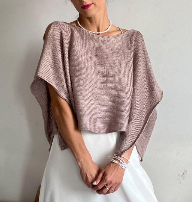 Ponczo Damskie Letnia Peleryna Plażowa Wiskozowy Sweterek Damski Na Drutach Wakacyjne Poncho do Letniej Sukienki Narzutka Boho