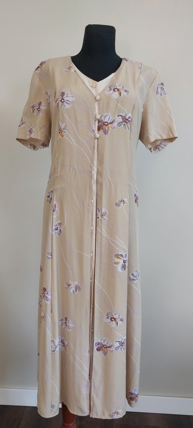 Długa sukienka w kwiaty  vintage lata  90-te  wiskoza