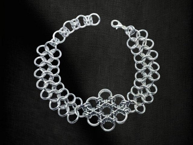 Ręcznie robiona bransoletka chainmail ze stali chirurgicznej