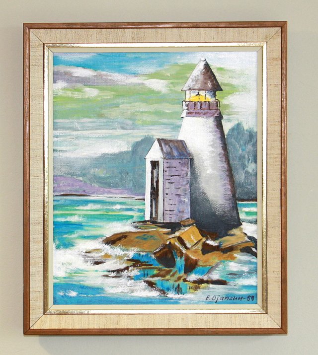 Obraz olejny '88 rok latarnia