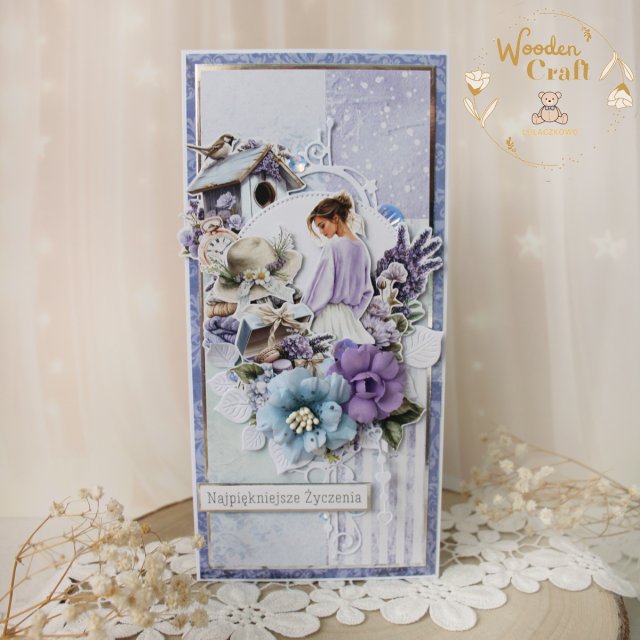 Kartka urodzinowa kobieca, prezent urodzinowy, kartka ręcznie robiona "Violet Memories 1" GOTOWA
