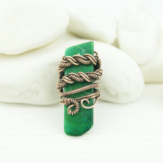 Jaspis cesarski broszka wire wrapping