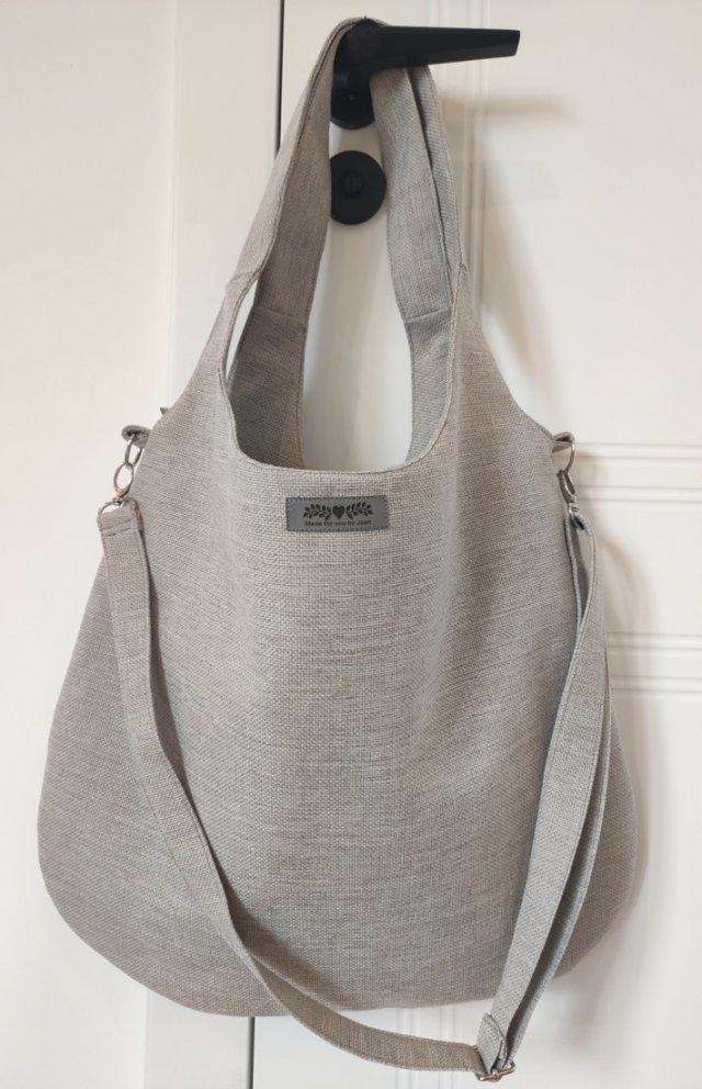 Duża damska jasna xxl torba boho worek shopper beżowo szara