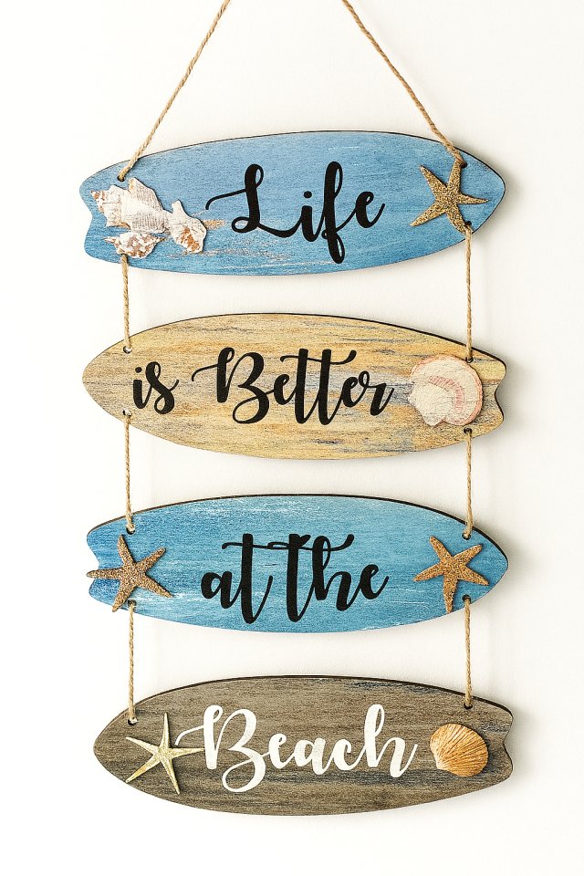Drewniana zawieszka w stylu plażowym – “Life is Better at the Beach"