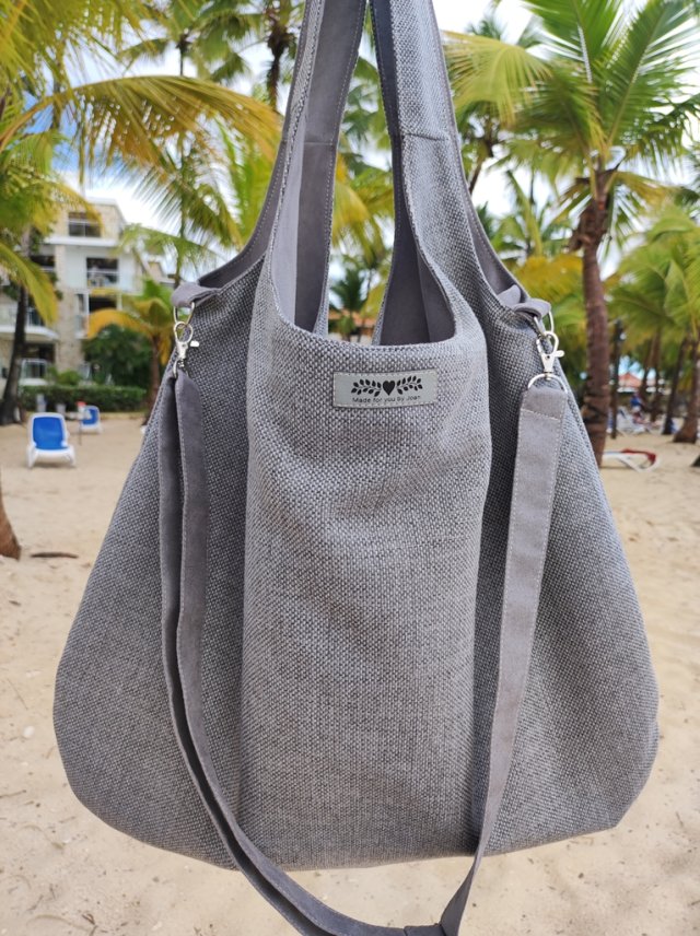 Duża damska xxl torba boho worek shopper szara