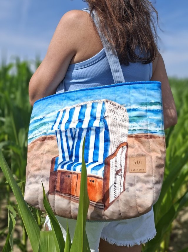 Pikowana duża torba shopper Sopot