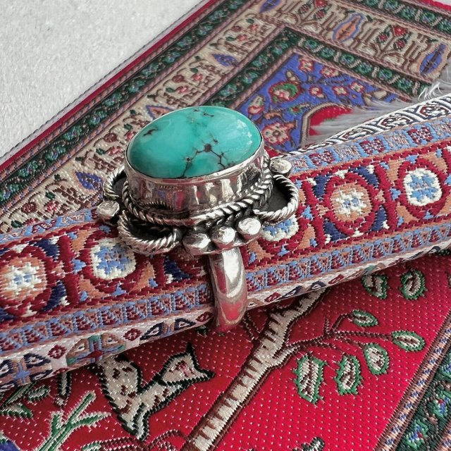 Vintage Navajo Turquoise Sterling Silver Ring ❤ Srebro i turkus ❤ Duży pierścionek ❤ Ręczna praca