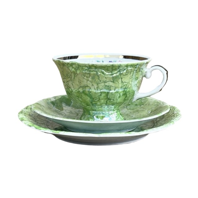 Zielony zestaw śniadaniowy, Zakład Porcelany Stołowej Karolina, Polska, lata 70.